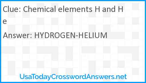 Chemical elements H and He Answer