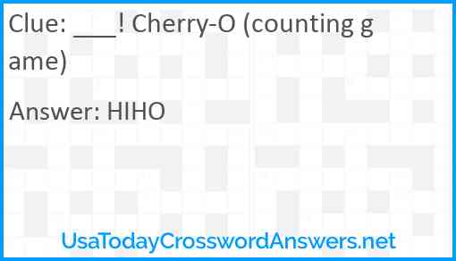 ___! Cherry-O (counting game) Answer