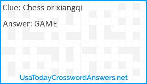 Chess or xiangqi Answer