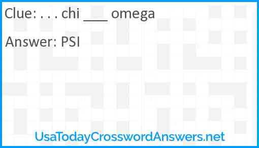 . . . chi ___ omega Answer