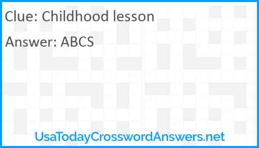 Childhood lesson Answer