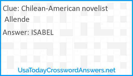 Chilean-American novelist Allende Answer