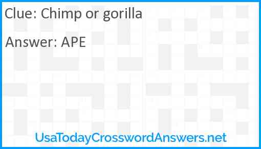 Chimp or gorilla Answer