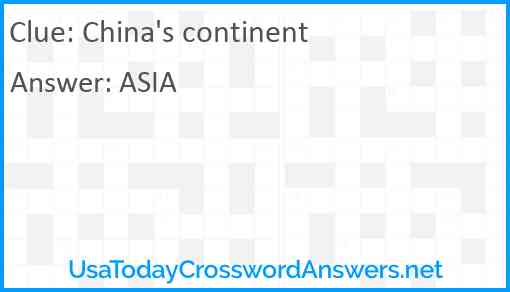 China's continent Answer