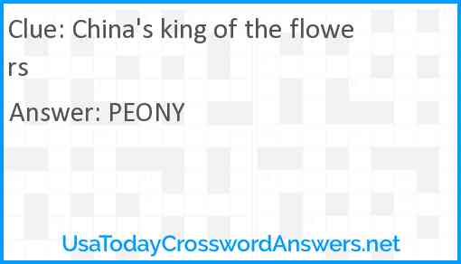 China's king of the flowers Answer