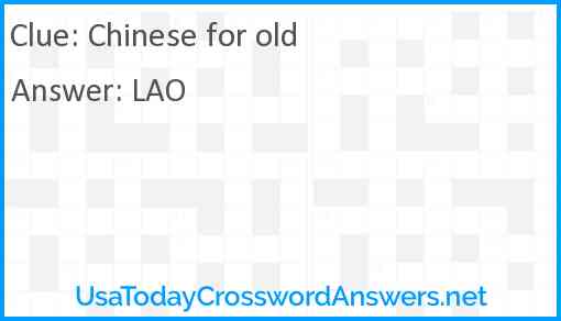Chinese for old Answer