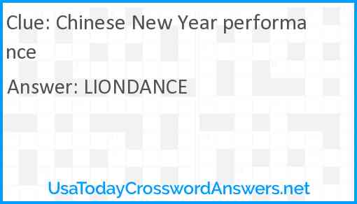 Chinese New Year performance Answer
