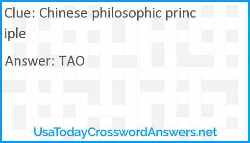 Chinese philosophic principle Answer