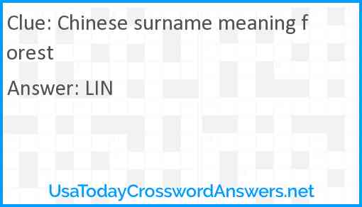 Chinese surname meaning forest Answer