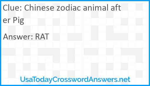 Chinese zodiac animal after Pig Answer