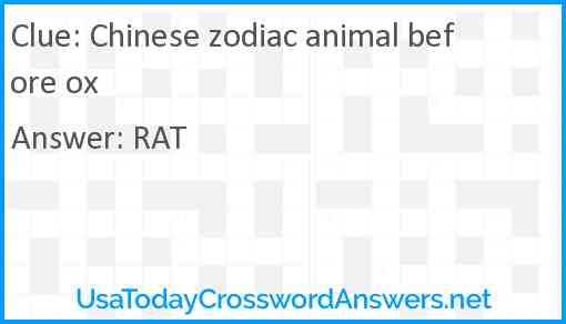 Chinese zodiac animal before ox Answer