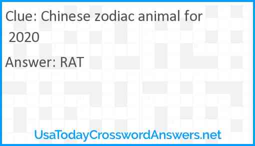 Chinese zodiac animal for 2020 Answer