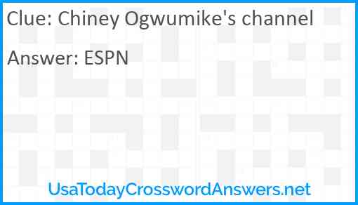 Chiney Ogwumike's channel Answer