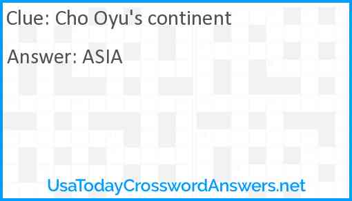 Cho Oyu's continent Answer