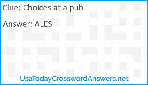 Choices at a pub Answer