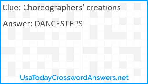 Choreographers' creations Answer