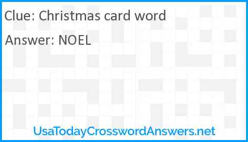 Christmas card word Answer