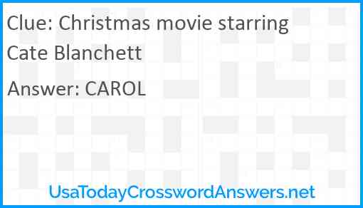 Christmas movie starring Cate Blanchett Answer