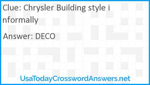 Chrysler Building style informally Answer