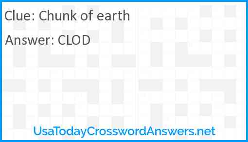 Chunk of earth Answer