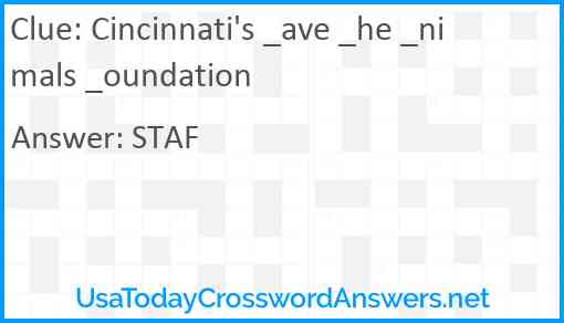 Cincinnati's _ave _he _nimals _oundation Answer