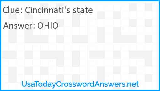 Cincinnati's state Answer