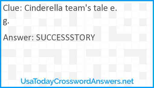 Cinderella team's tale e.g. Answer