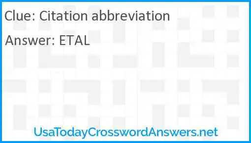 Citation abbreviation Answer