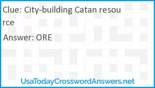City-building Catan resource Answer
