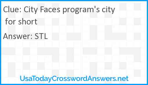 City Faces program's city for short Answer
