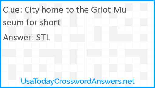 City home to the Griot Museum for short Answer