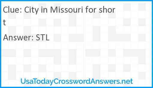 City in Missouri for short Answer