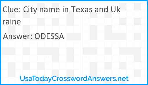 City name in Texas and Ukraine Answer