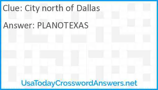 City north of Dallas Answer