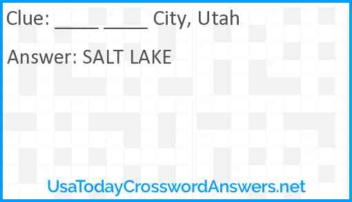 ____ ____ City, Utah Answer