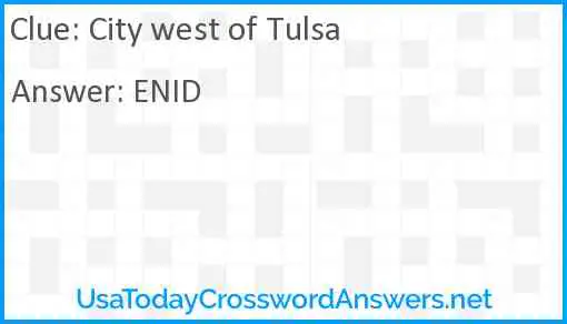 City west of Tulsa Answer