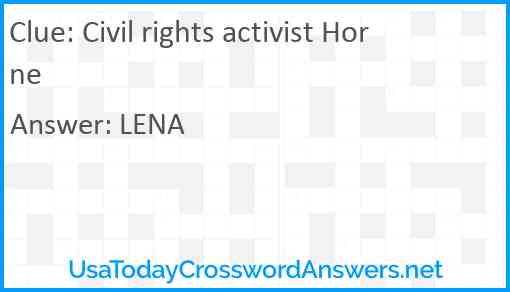 Civil rights activist Horne Answer