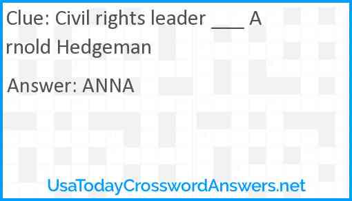 Civil rights leader ___ Arnold Hedgeman Answer