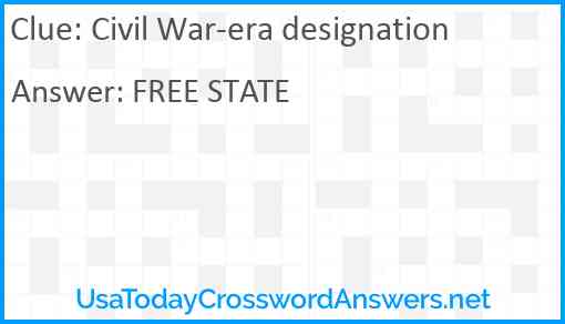 Civil War-era designation Answer