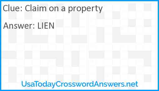 Claim on a property Answer