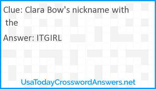 Clara Bow's nickname with the Answer