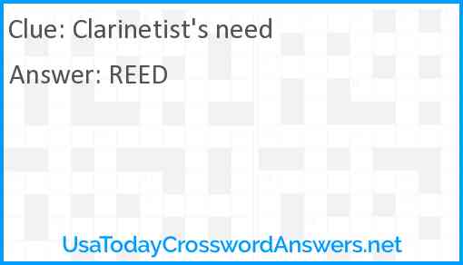 Clarinetist's need Answer