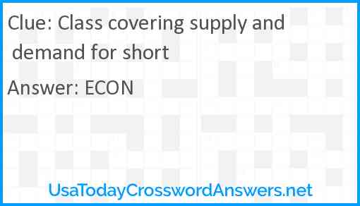 Class covering supply and demand for short Answer