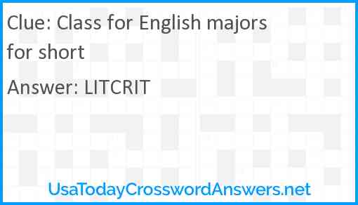 Class for English majors for short Answer