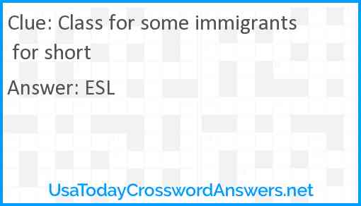 Class for some immigrants for short Answer