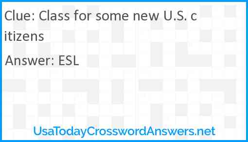 Class for some new U.S. citizens Answer