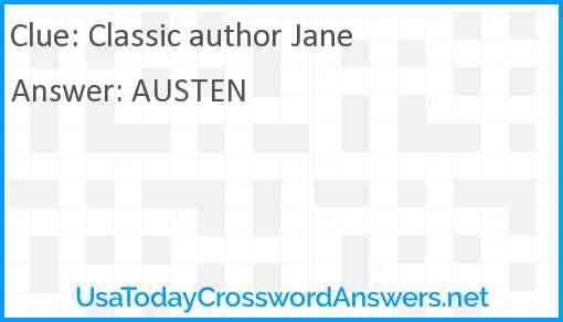 Classic author Jane Answer