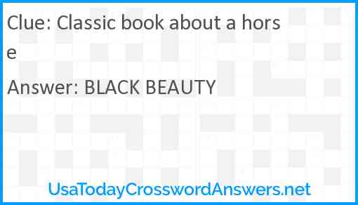 Classic book about a horse Answer