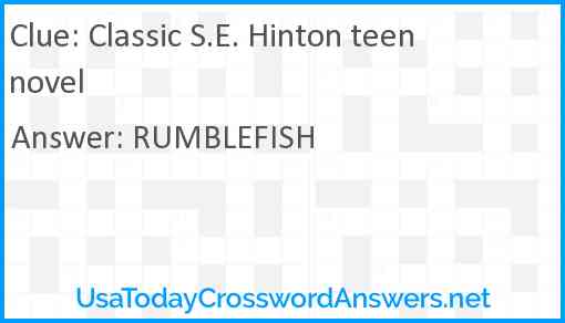 Classic S.E. Hinton teen novel Answer