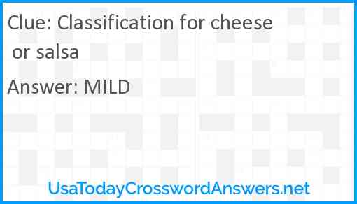 Classification for cheese or salsa Answer